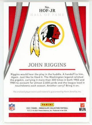John Riggins 2021 Panini Immaculate Collection Patch Card #HOF-JR