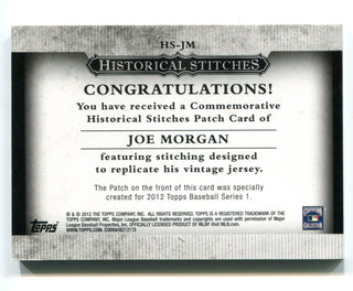 Joe Morgan 2012 Topps Historical Stiches #HSJM Card