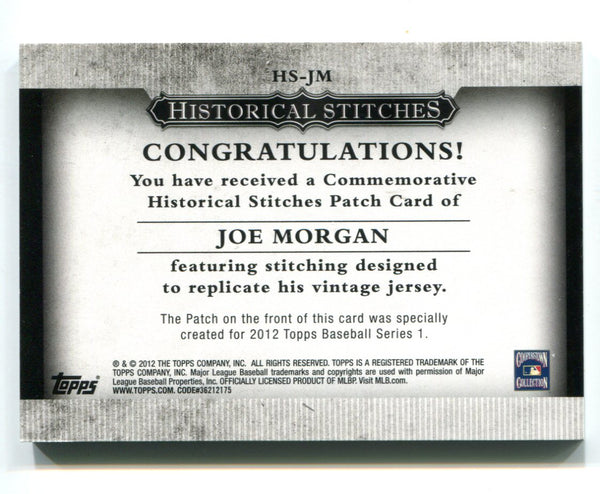 Joe Morgan 2012 Topps Historical Stiches #HSJM Card