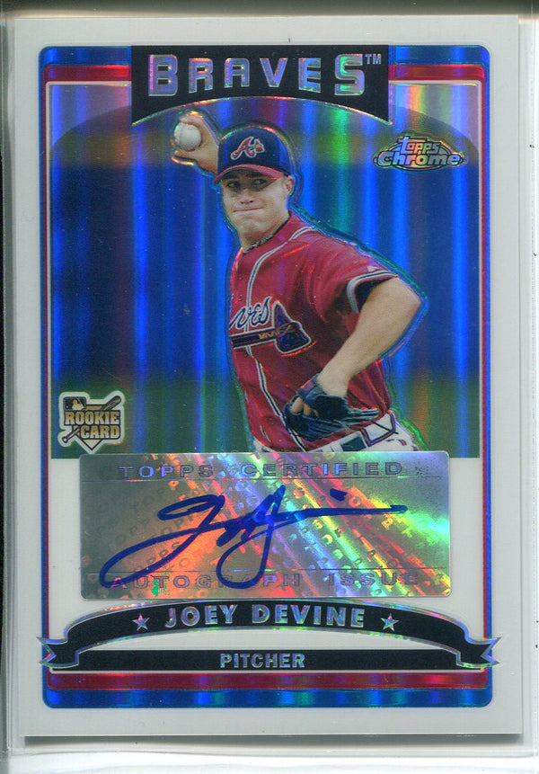 Joey Devine Autographed 2006 Topps Chrome Refractor Rookie Card 53/500