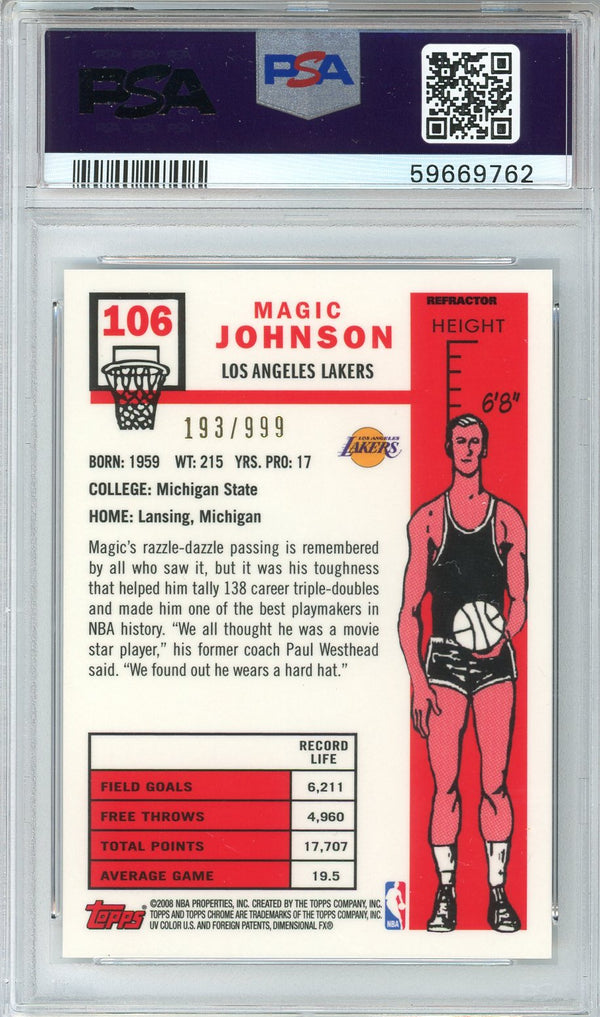 Magic Johnson 2007 Topps Chrome 57-58 Variation Refractor Card #106 (PSA Mint 9)