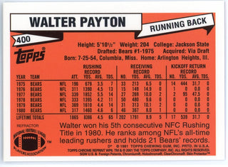 Walter Payton 2001 Topps Commemorative Series Card #400