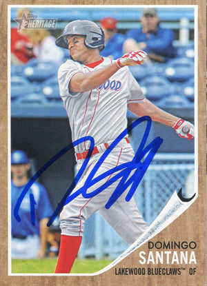 Domingo Santana Autographed 2011 Topps Heritage Card