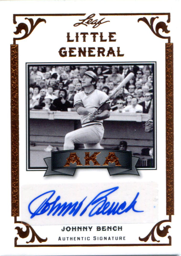 Johnny Bench Autographed 2012 Leaf Little General Card