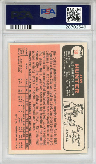 Jim Catfish Hunter 1966 Topps Card #36 (PSA NM 7)