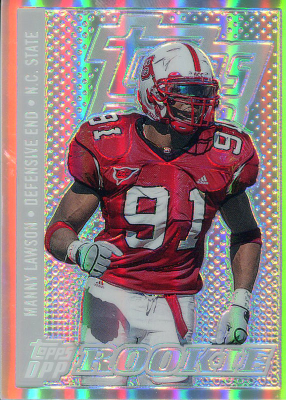 Manny Lawson Unsigned 2007 Topps DPP Refractor Rookie Card