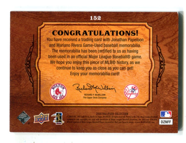 Mariano Rivera/Jonathan Papelbon 2008 Upper Deck Ballpark Collection #152 Card