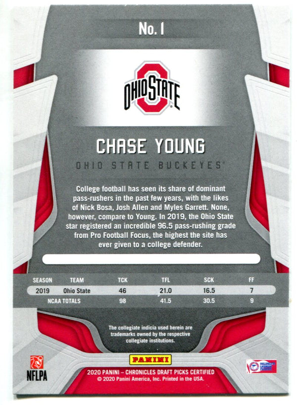 Chase Young 2020 Panini Chronicles Draft Picks Certified Rookie Card