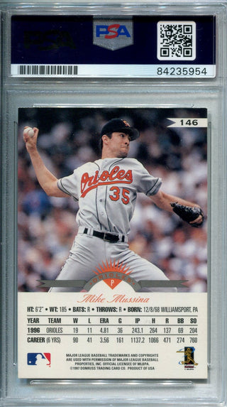 Mike Mussina 1992 Leaf #13 Autographed (PSA Auth) Card