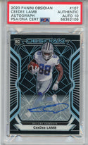 CeeDee Lamb Autographed 2020 Panini Obsidian Rookie Card (PSA)
