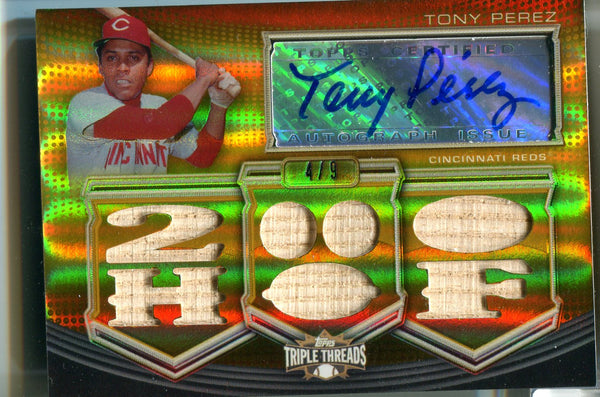 Tony Perez 2010 Topps Triple Threads Gold Autographed Card #4/9