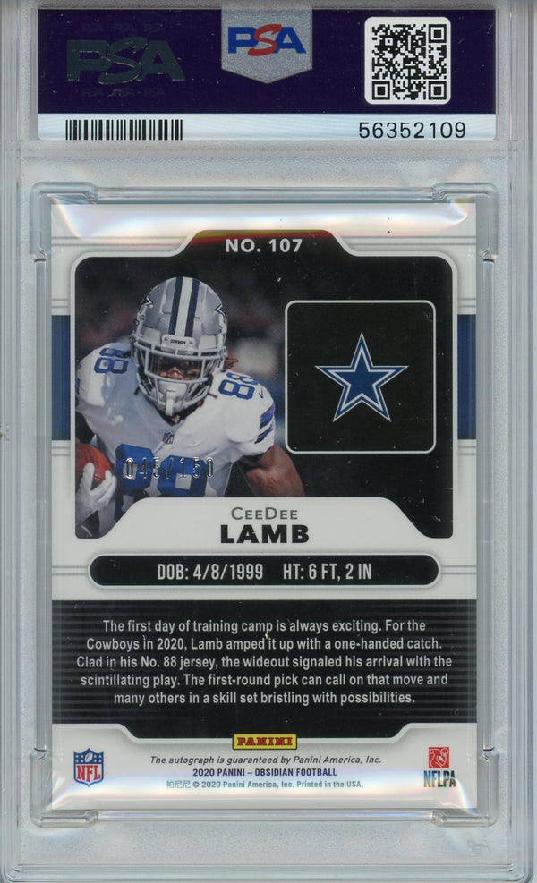 CeeDee Lamb Autographed 2020 Panini Obsidian Rookie Card (PSA)