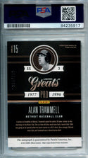 Alan Trammell 2012 Limited Greats  Autographed Panini Baseball Card (PSA)