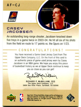 Casey Jacobson Authentic Fabrics Jersey Card #AF-CJ