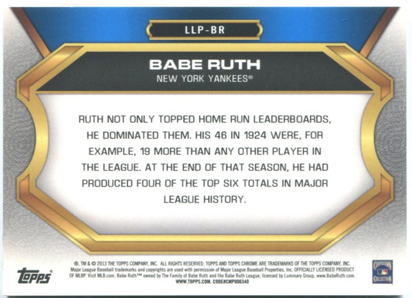Babe Ruth 2013 Topps Commemorative Pin AL Home Run Leader Card #LLP-BR