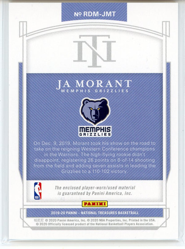 Ja Morant 2020-21 Panini National Treasures Dual Patch Card #RDM-JMT