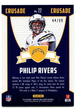Phillip Rivers Panini Rookies and Stars Crusade 2014 44/99