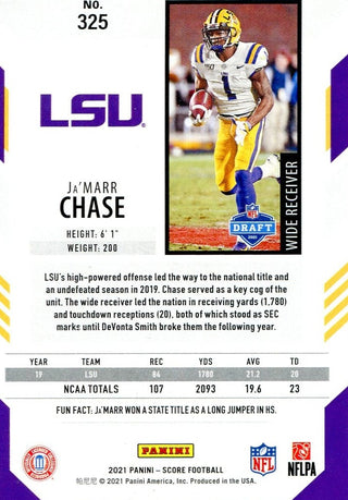 Ja'Marr Chase 2021 Panini Score Rookie Card