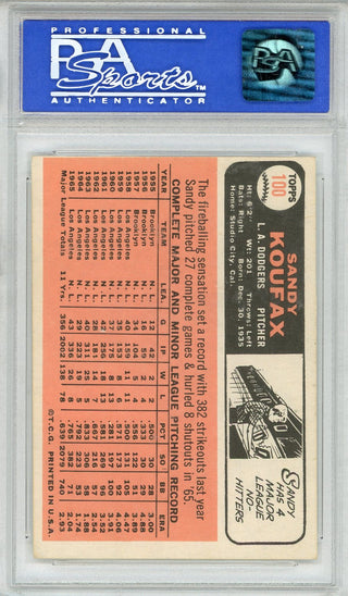 Sandy Koufax 1966 Topps Card #100 (PSA EX-MT 6)