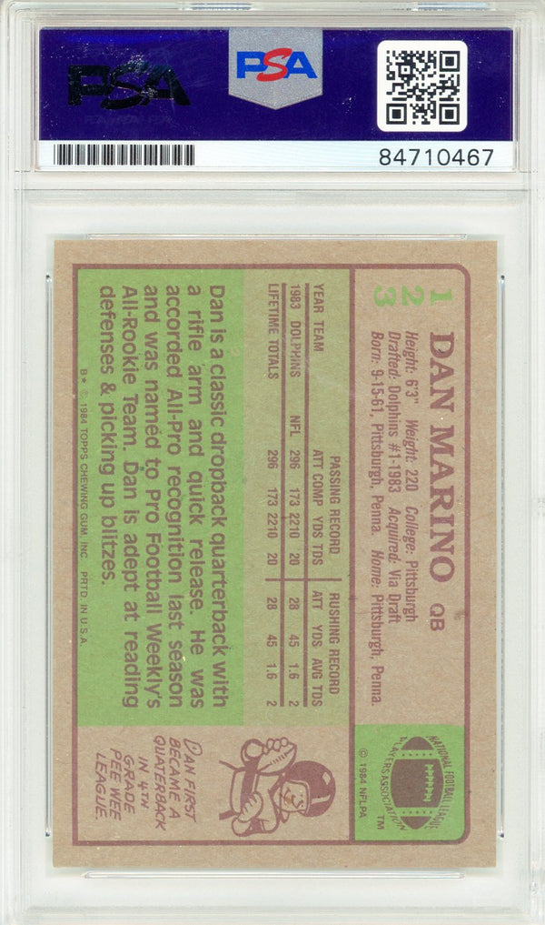 Dan Marino Miami Dolphins PSA Graded 1st NFL Start All Rookie