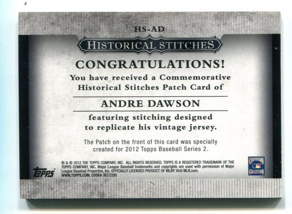 Andre Dawson Topps 2012 Historical Stitches #HSAD Card