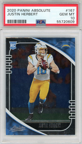 Justin Herbert 2020 Panini Absolute Rookie Card #167 (PSA)