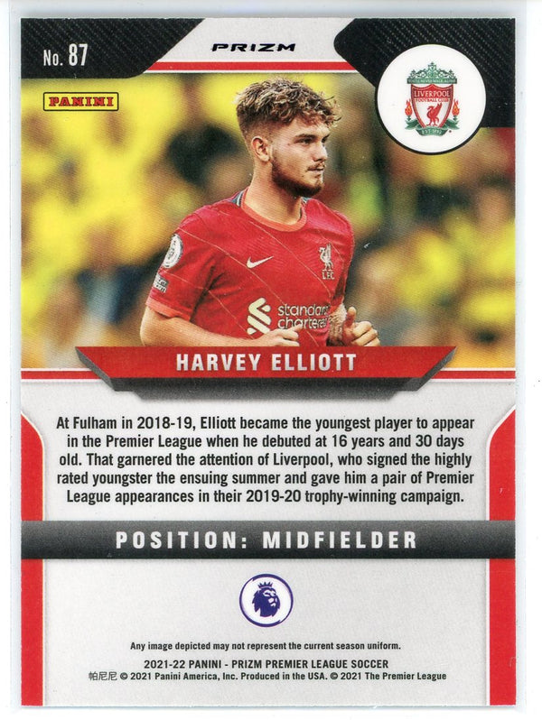 Harvey Elliott 2021-22 Panini Prizm Premier League Green Rookie Card #87