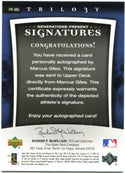 Marcus Giles Upper Deck Trilo3y Generations Present Signatures 047/199
