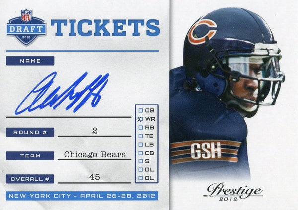 Alshon Jeffery Autographed 2012 Panini Draft Tickets Rookie Card
