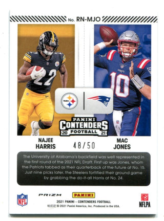 Mac Jones & Najee Harris Round 1 Numbers Panini Contenders Optic Card 48/50