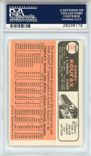 Sandy Koufax 1966 Topps Card #100 (PSA NM 7 MC)