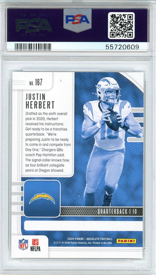 Justin Herbert 2020 Panini Absolute Rookie Card #167 (PSA)