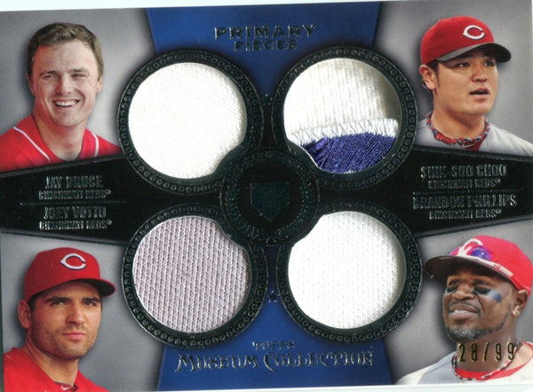Jay Bruce, Joey Votto, Shin Soo Choo, Brandon Phillips Topps primary pieces card 28/99