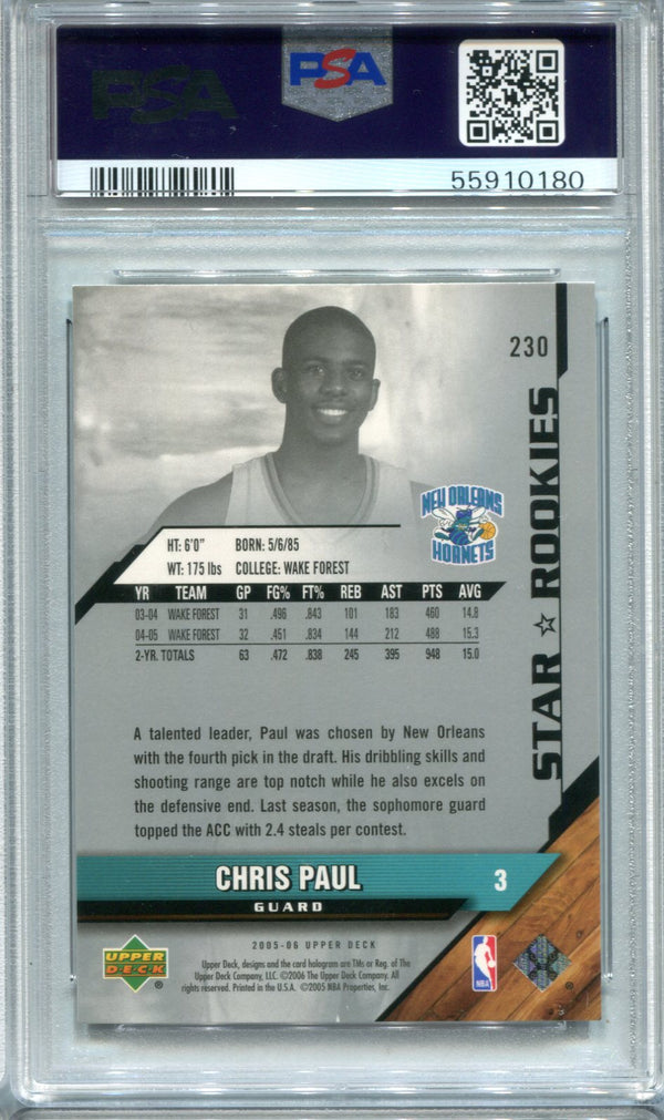Chris Paul 2005 Upper Deck #230 PSA Gem MT 10 Card