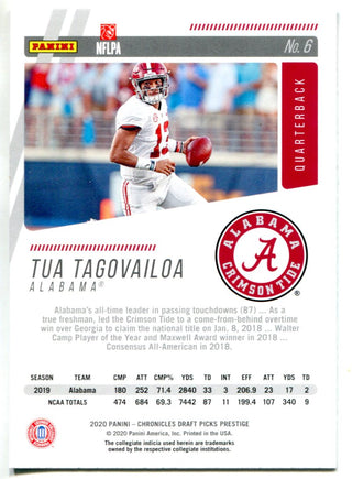 Tua Tagovailoa 2020 Panini Chronicles Draft Picks Prestige Rookie Card
