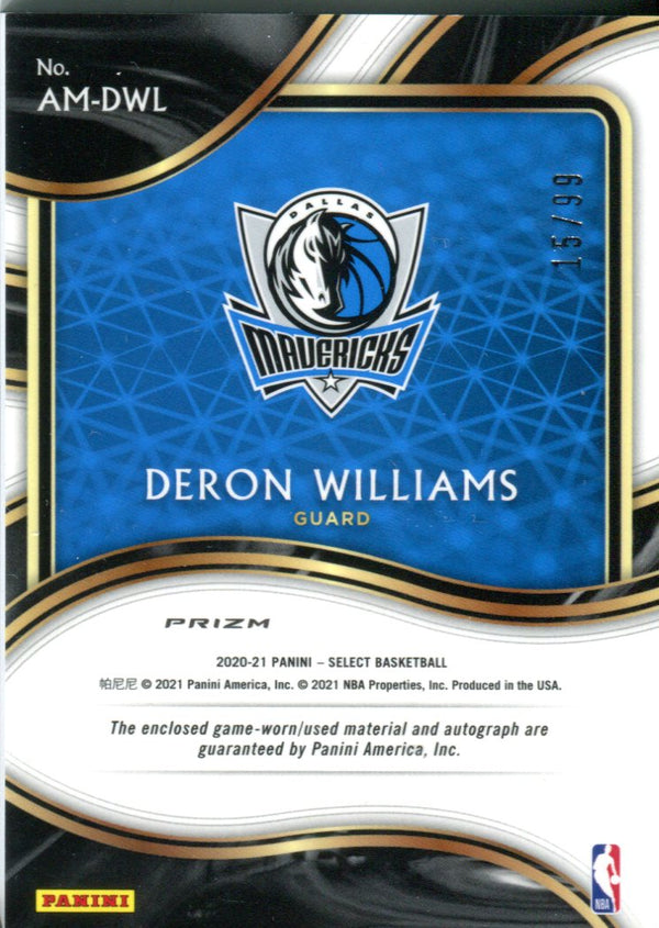 Deron Williams 2020 Panini Select Autographed Game Worn Jersey Card 15/99 #AM-99