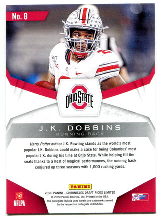 JK Dobbins 2020 Panini Chronicles Draft Picks Limited Rookie Card
