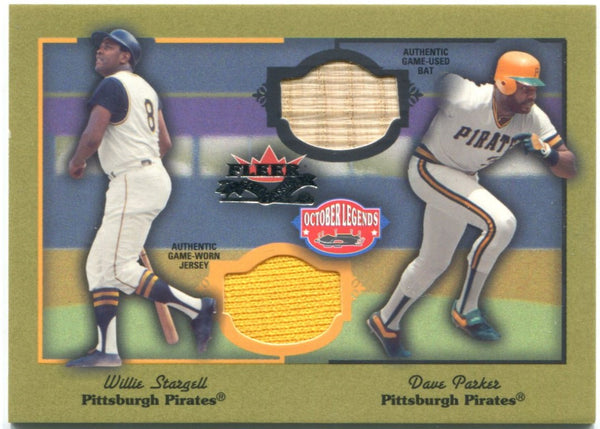 Willie Stargell Authentic Game Used Bat Dave Parker Authentic Game Worn Jersey Duel Card Fleer October Legends