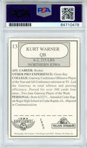 Kurt Warner "HOF 17" Autographed 1995 Taco John's Iowa Barnstormers Card #13 (PSA Auto GEM MT 10)