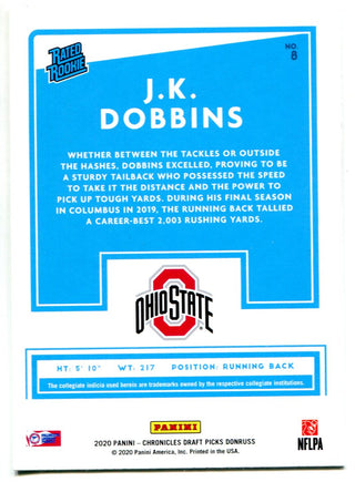 JK Dobbins 2020 Panini Chronicles Draft Picks Donruss Rookie Card