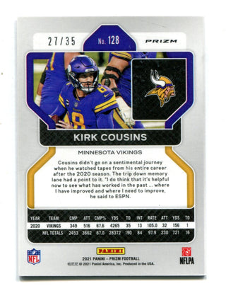 Kirk Cousins 2021 Panini Prizm Red Shimmer #128 27/35