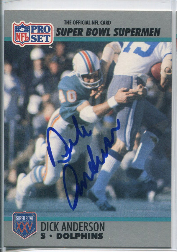 Dick Anderson Autographed 1990 Pro Set Card