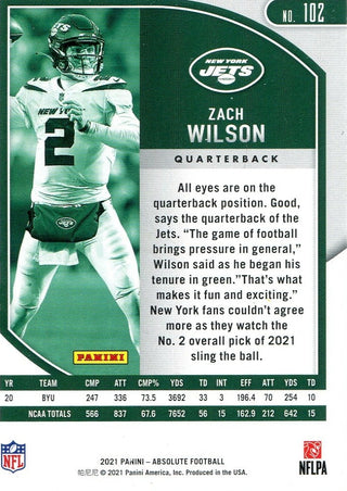 Zach Wilson 2021 Panini Absolute Rookie Card