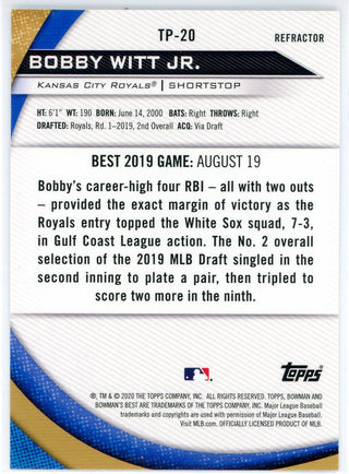 Bobby Witt Jr. 2020 Bowman's Best Refractor Card #TP-20