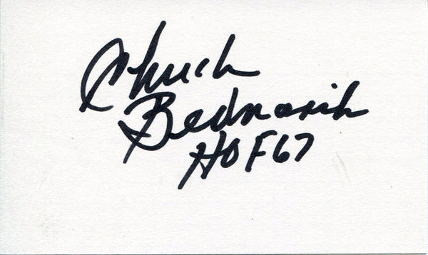Hall of Famer Chuck Bednarik Autographed 3x5