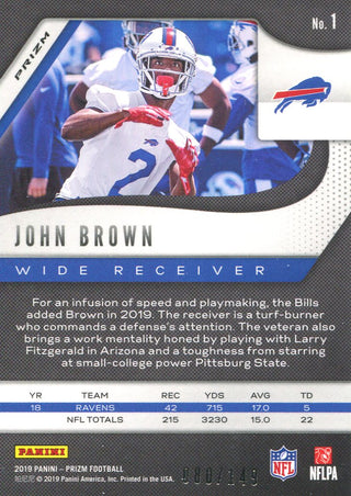 John Brown 2019 Panini Prizm Red Wave Card 80/149