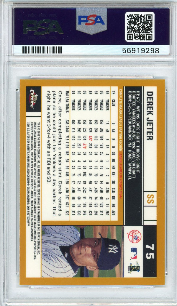 Derek Jeter 2002 Topps Chrome Card #75 (PSA)