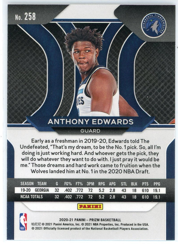 Anthony Edwards 2020-21 Panini Prizm Rookie Card #258