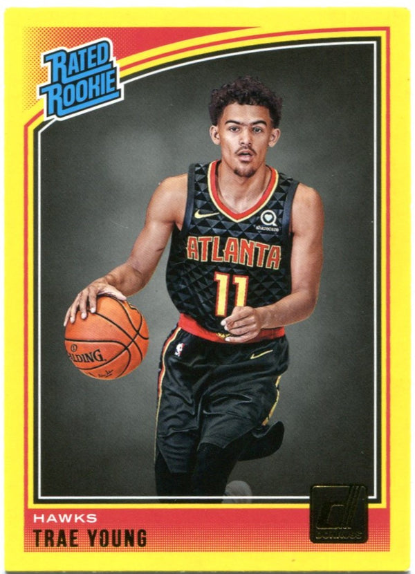 Trae Young 2018 Panini Donruss Rated Rookie Yellow Flood