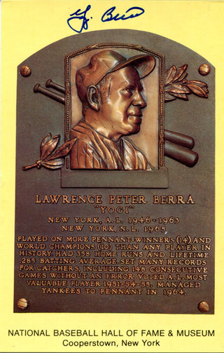 Yogi Berra Autographed Hall of Fame Plaque